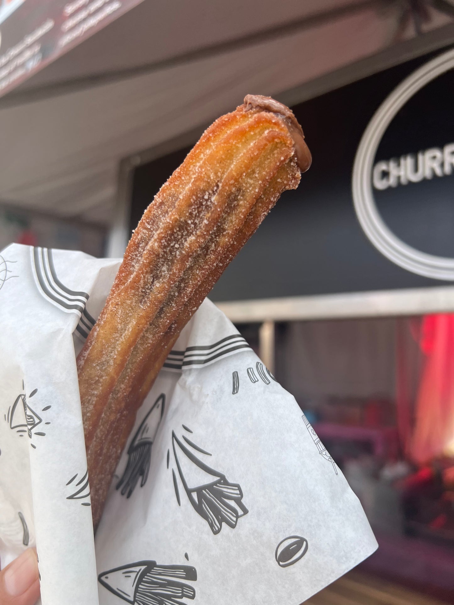 #4 Single Churro Rolled with Cinnamon & Sugar, filled with Nutella